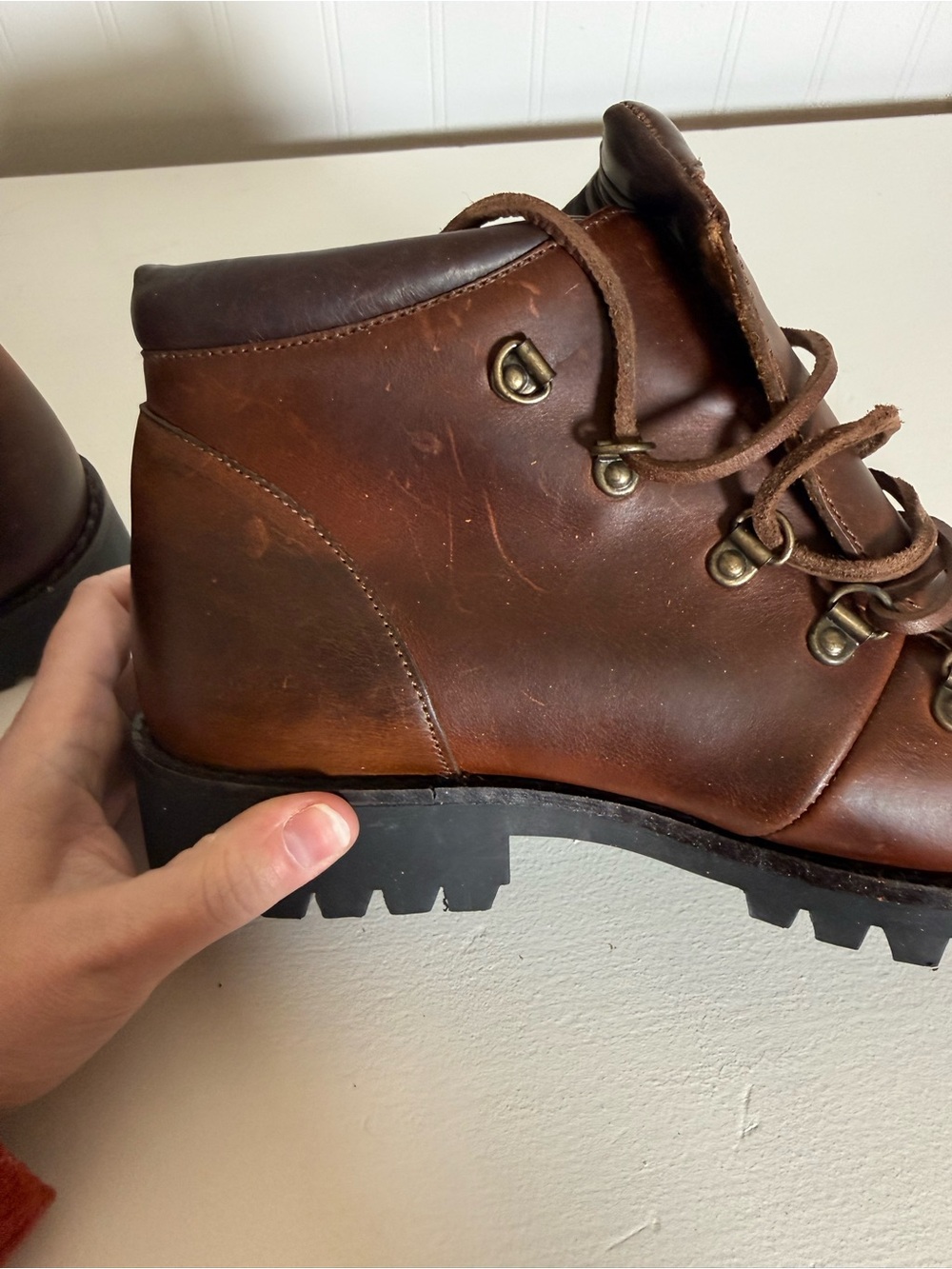 Vintage Timberland Brown Leather Hiking Boots Made in Italy Women’s 8.5 - Picture 5 of 13